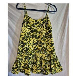 Urban Outfitters Mini Dress Yellow Black Floral Print Sleeveless‎ Summer